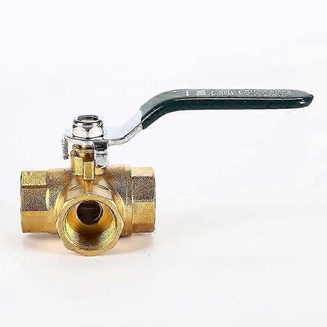 Three Way Valve, 1/2 Inch Tap L-Shaped Brass Valve Connector for Water, Oil and Steam, with Stainless Steel Handle,DN15 (Size : 1/2")