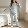 thumbnail image 6 of MKOSPLRT Plaid Pajamas Sets 3-16 Years Long Sleeve Button Down 2 Pieces Nightwear Shirt Pjs Bottoms Soft Lounge Set Sleepwear with Pocket, 6 of 7