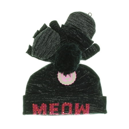 SO Girl Sparkly Hat Mittens Gloves Set (Best Police Cold Weather Gloves)