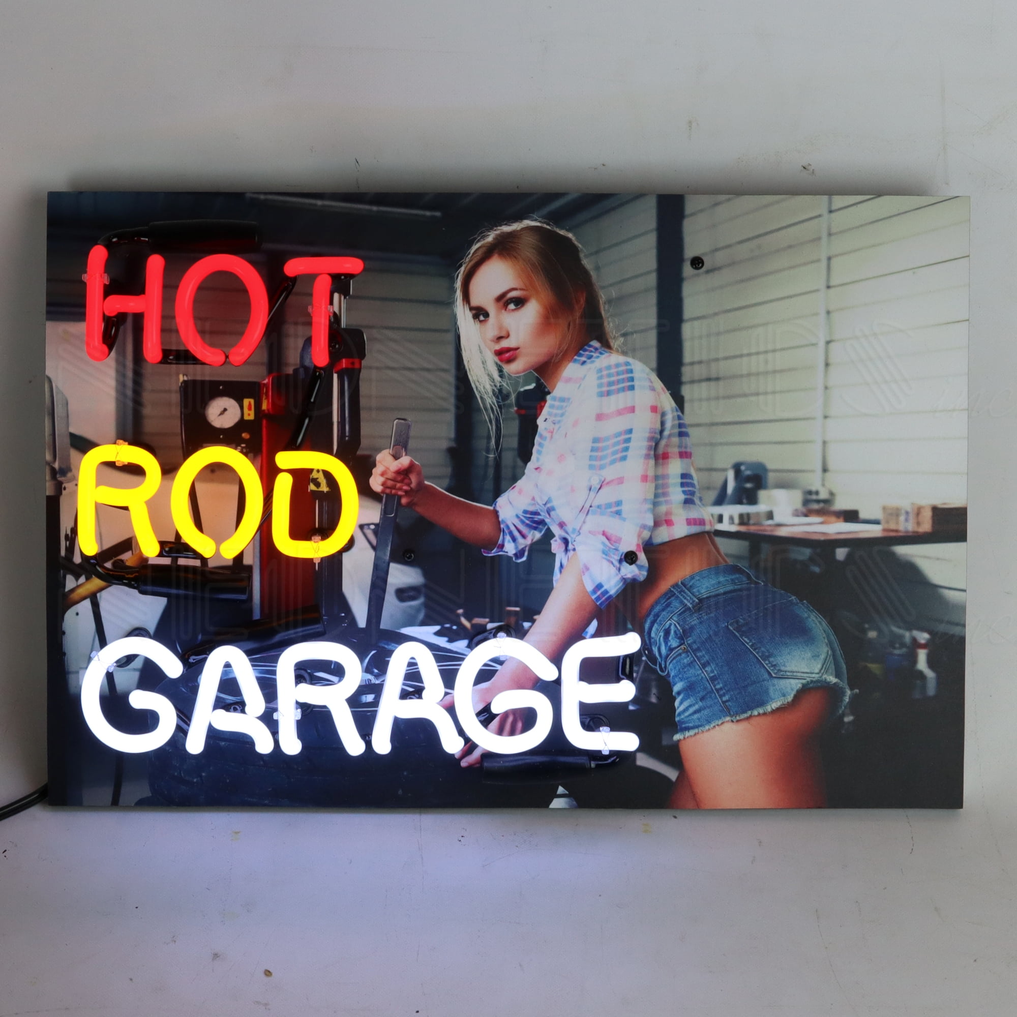 Hot Rod Garage Neon Sign Light Real Glass Handmade Bar Bistro Game Room  Decor 