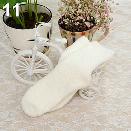 

Shangqer Women Girl Winter Warm Thicken Coral Fleece Fluffy Solid Color Sleep Bed Socks