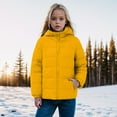 thumbnail image 2 of Aayomet Boys' Hooded Puffer Jacket Water Resistant Warm Winter Coat Soft Fleece Lined Outerwear Jacket (Yellow, 6-7 Years), 2 of 4