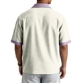thumbnail image 5 of Uwinwear Mens Fashion Color Blocked Shirts Cuban Collar Tees Hawaiian Shirts Short Sleeve Button Down Shirts Casual Summer Beach Tops With 2 Pockets,Light Purple,M, 5 of 8