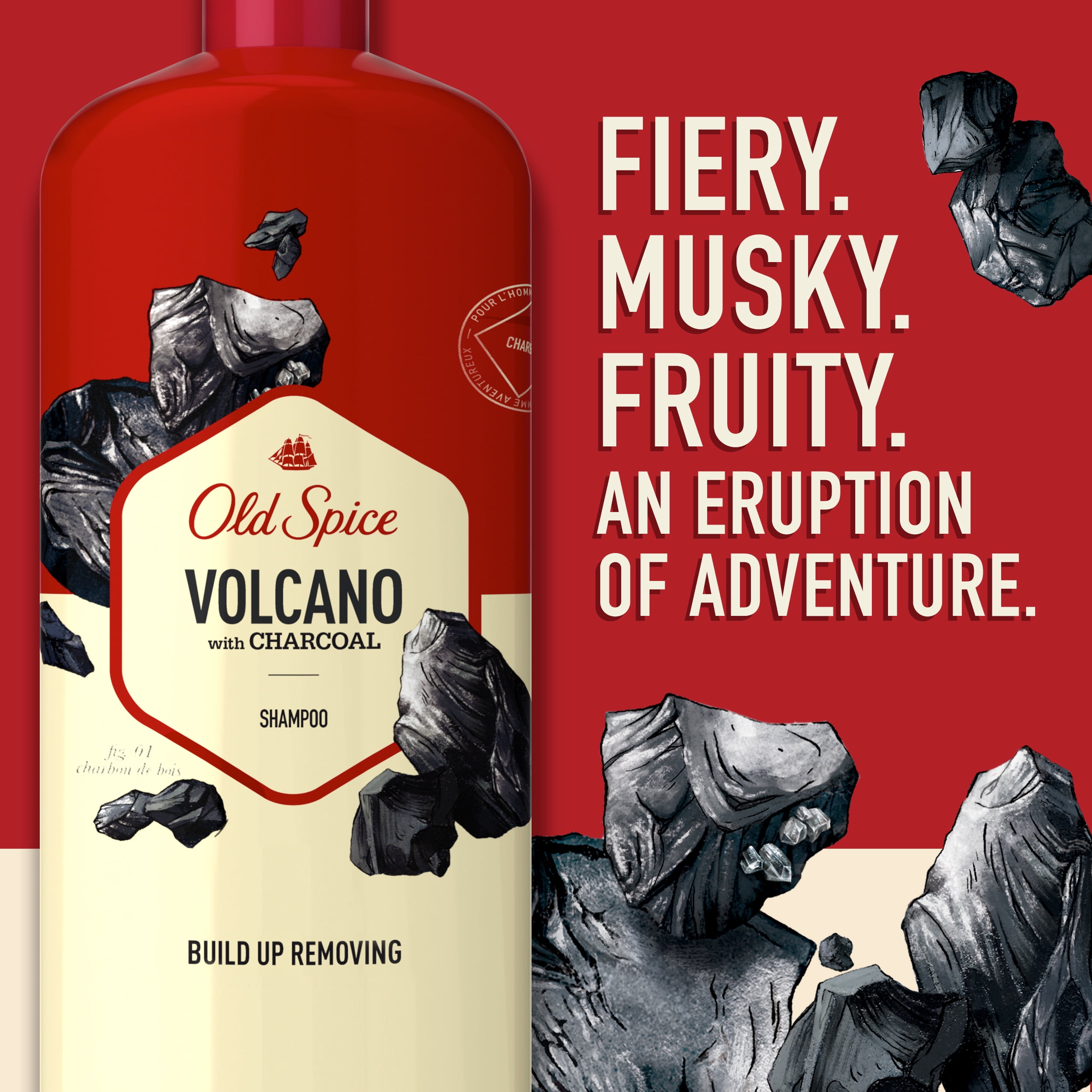 Old Spice Mens Shampoo, Charcoal Volcano, 25.3 fl oz