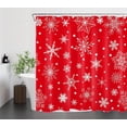 thumbnail image 3 of Winter Shower Curtain for Bathroom, Christmas Snowflake Pattern on Red Fabric Shower Curtain with Hooks, New Year Winter Holiday Bathroom Curtain Shower Set, 72" W x 72" L, 3 of 5