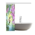 thumbnail image 2 of MYPOP Hummingbirds Shower Curtain, Art with Colibri Bird And Tree Branch Fuchsia Flower Romantic Springtime Tropics Nature Bathroom Set, 60 X 72 Inches, Purple Green, 2 of 2