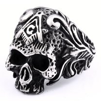 ZMY Home Skull Ring Stainless Steel Handmade Freemason Jewelry Fashion Cool Punk Rock Masonic Ring (9)