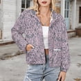 thumbnail image 3 of Jackets for Women Winter Coat Jackets Flannel Stand Collar Jacket(Vintage Floral Damask Pattern,Size:S-4XL), 3 of 7