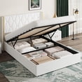 thumbnail image 2 of EDTara Hydraulic Storage Bed Frame, Velvet Platform With Gold-Trimmed Wingback Diamond Tufted Headboard, No Box Spring Needed, 2 of 9