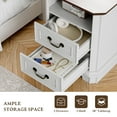 thumbnail image 4 of FANRAL Farmhouse Nightstand with Charging Station,2 Drawer Wood End Table,Small Side Bedside Table for Bedroom,White Nightstand, 4 of 7