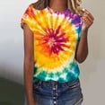 thumbnail image 2 of Tnhcen Women's Summer Colorful Print Crewneck T-Shirts | Plus Size Friendly S-2XL | Polyester Spandex Blend Tops, 2 of 5
