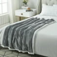 thumbnail image 2 of Deniau Flannel Reversible Solid Sherpa Throw - Super Soft, 50" x 60", Light Grey, 2 of 10