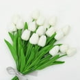 thumbnail image 2 of White Fake Tulips Artificial Flowers - Artificial White Tulips Faux Flowers with Stems for Home Wedding Hotel Office Centerpiece Decor, 2 of 5