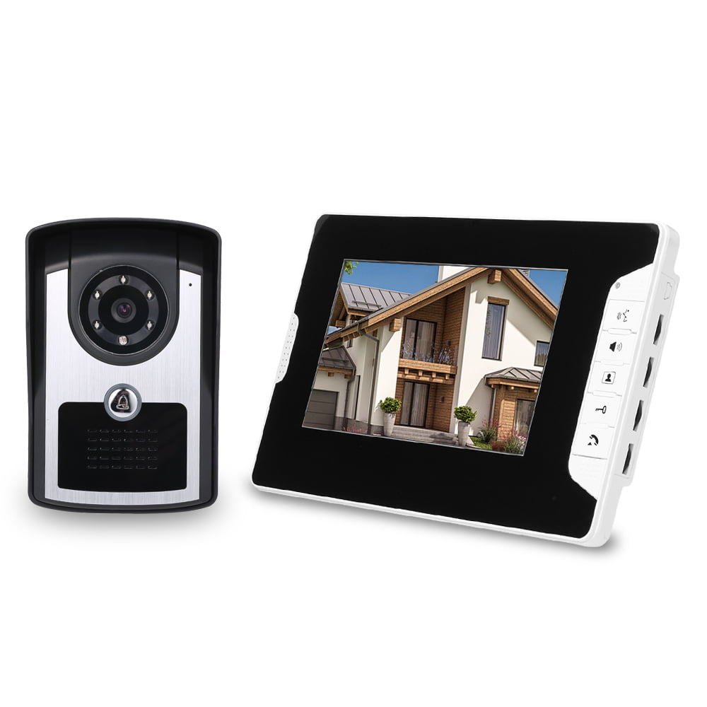 7in Screen Intercom Doorbell Video Camera IR Night View Waterproof 2-Monitor 
