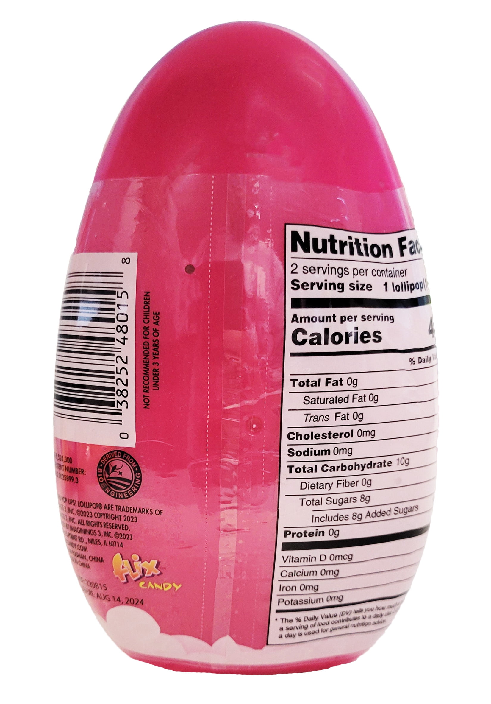 Flix Candy Unicorn Pop up Lollipop Jumbo Egg, Strawberry Flavored,  .70 oz