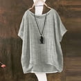 thumbnail image 4 of Blouses for Women Dressy Casual Plus Size, Dressy Tank Tops for Women Cotton Linen Gauze Shirts Short Sleeve Summer Tunic Top Loose Fit Lightweight Casual Blouses, 4 of 5