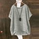 thumbnail image 5 of Craaazy Women Casual Loose Fit Blouse, Solid Color Short Sleeve Cotton Linen Tops, Comfy Round Neck Tunic for Daily Wear Gifts, 5 of 6