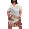 thumbnail image 1 of Vestido holgado con bolsillos y estampado de flores y montañas en tonos pastel de ensueño, ropa de verano para mujer 2025, vestidos de verano para mujer 2025, 1 of 6