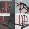 thumbnail image 4 of Ainfox Power Tower Multi-Function Home Strength Training Tower Dip Stand Workout Station, Black and Red, 4 of 9
