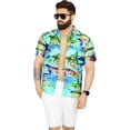 thumbnail image 2 of LA LEELA Men's Hawaiian Shirts Short Sleeve Button Down Shirt Men's Casual Shirts Holiday Tropical Beach Summer Party Shirts for Men Funny M Scenic Palm, Blue, 2 of 6