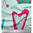 thumbnail image 1 of Soimoi Green Modal Satin Fabric Guitar & Xylophone Musical Instrument Printed Craft Fabric by the Yard 42 Inch Wide, 1 of 3