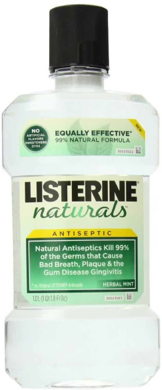 Listerine Naturals Antiseptic Mouthwash, Herbal Mint 33.8 oz (Pack of 2