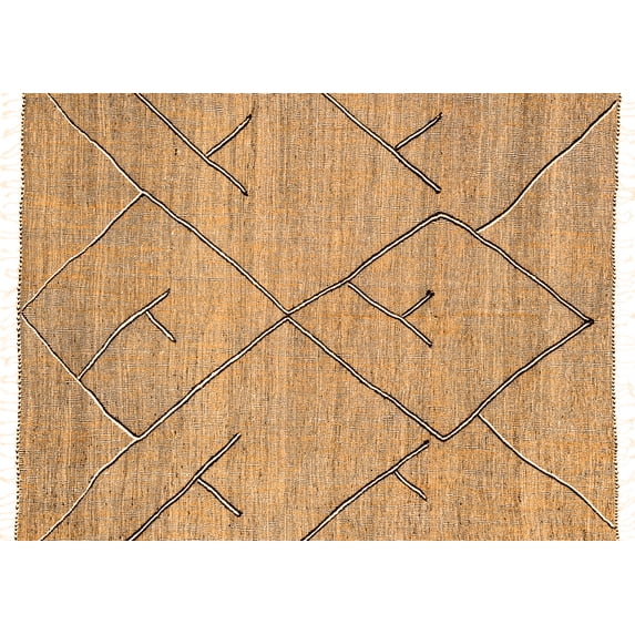 Ahgly Company Indoor Rectangle Abstract Orange Modern Area Rugs, 2' x 5'