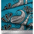 thumbnail image 3 of Soimoi Blue Rayon Fabric Geomertic & Paisley Printed Craft Fabric by the Yard 42 Inch Wide, 3 of 3