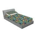 thumbnail image 2 of Ambesonne Green Fitted Sheet & Pillow Sham Set, Colorful Abstract Circle, Twinxl, Multicolor, 2 of 2