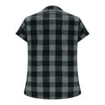 thumbnail image 4 of Chiccall Womens Plus Size Tops Fashion Casual Plaid Cotton Linen Shirts V Neck Buttons Short Sleeve Tunic Blouse Summer Tops for Women 2026, 4 of 7