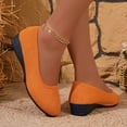 thumbnail image 6 of Wedges for Women Low Heel Women's Comfortable Closed Toe Women Dress Shoes Casual Spring Summer Round Toe Solid Color Flats Slip On Shoes, 6 of 7