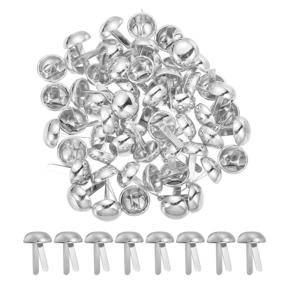 Uxcell 120 Pcs Brads Paper Fasteners, 15 x 22 mm Metal Round Head Split Pins, Prong Brads for Scrapbooking Leather Craft Decorative DIY Supplies, Silver Tone
