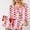 Red, variant on Women's Valentine's Day Pajamas Set Spring Lounge Set Long Sleeve Cute Bow/Love Heart Print Shirt Drawstring Shorts Sleepwear 2 Piece PJ Outfits