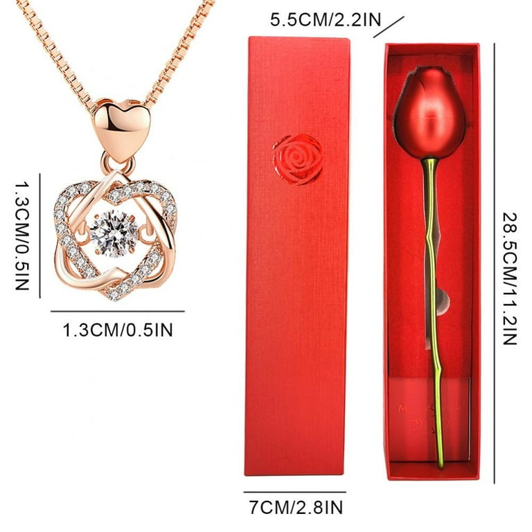 Metal rose with necklace inside outlet