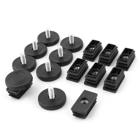 Leveling Leg - Home Office Table Adjustable Leg Base Tube Inserts Leveling Feet Black 8 Sets
