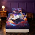 thumbnail image 3 of Manfei Dragon Wildlife Fitted Sheet Queen,Gothic Cloud Stars Bedding,Blue,3-Piece,1 Fitted Sheet and 2 Pillowcases, 3 of 6