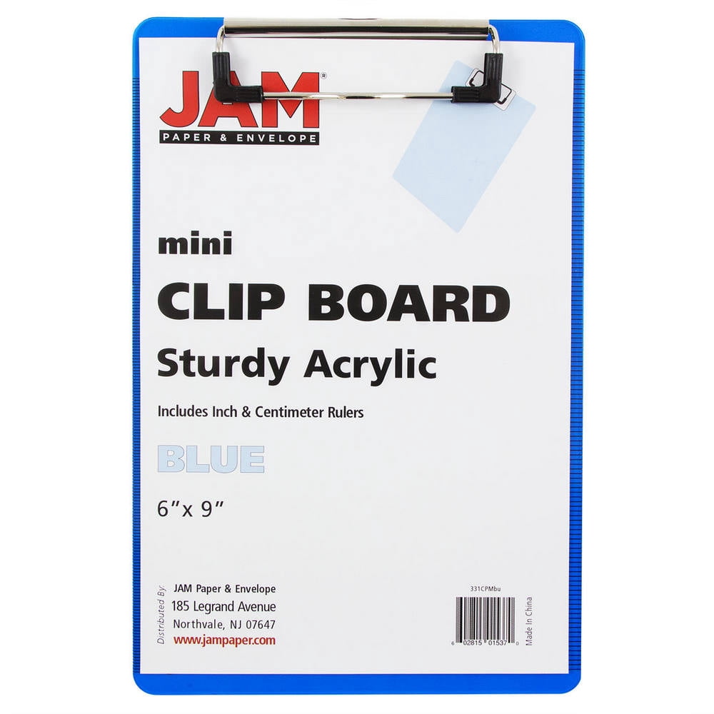 JAM Paper Mini Clipboards, Blue, 6 in x 9 in, 12/Pack