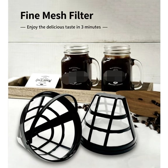 Vruelia 2Pack No.4 Reusable Coffee Maker Basket Filter for Filters, Fit Most 8-12 Cup Machine