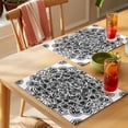thumbnail image 4 of Black White Spring Floral Placemats Set of 8 Abstract Art Summer Flower Place Mats Indoor Wipeable Table Mats Washable Cloth Dining Table Placemats for Kitchen Holiday Party Home Decor 13x19 Inch, 4 of 9