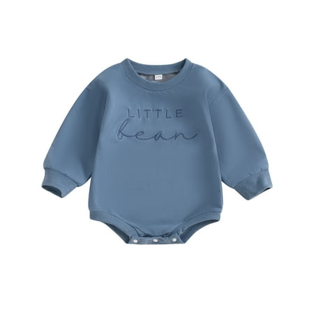 

Licupiee Baby Sweatshirt Romper Classic Letter Embroidery Long Sleeve Bodysuit