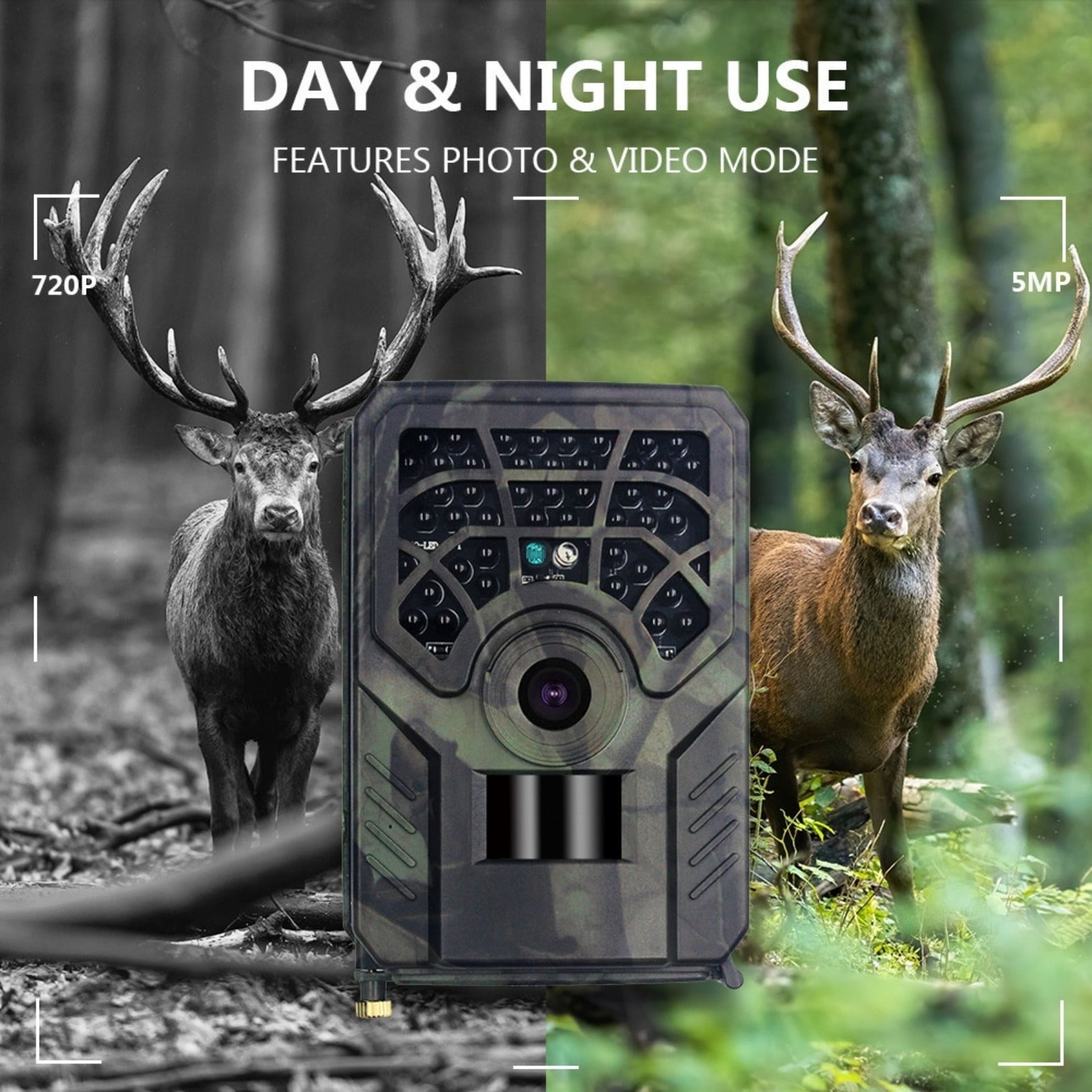 Trail Camera with Infrared Night Vision, Motion Activated Game Camera with 1080P Video, No-Glow IR & Weather-Resistant Design, Wildlife Camera for Outdoor Use