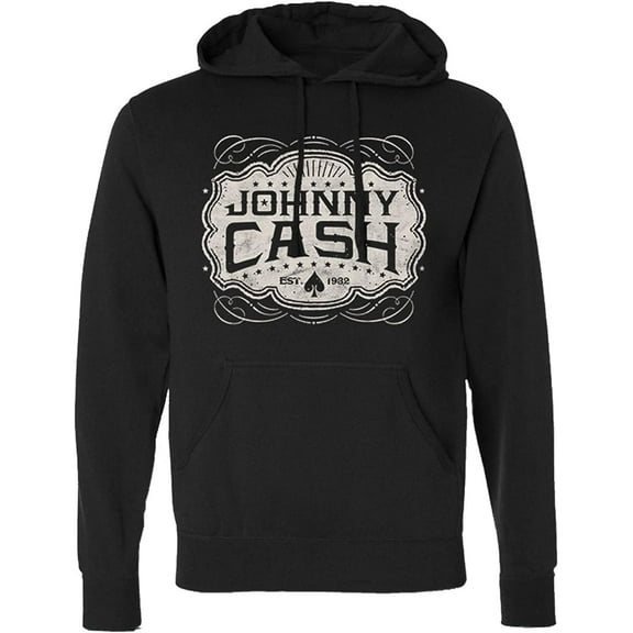 Men's Johnny Cash Cash Emblem Hoodie Hooded Sweatshirt XX-Large Heather Charcoal