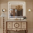 thumbnail image 2 of Keonjinn 36x36 inch Bathroom LED Mirror Front Light Backlit Vanity Mirror with Double Light Strip 3 Colors CRI 90+ Anti-Fog Memory Funtion, Rectangle Wall Mount Makeup Mirror for Modern Bathroom Décor, 2 of 7