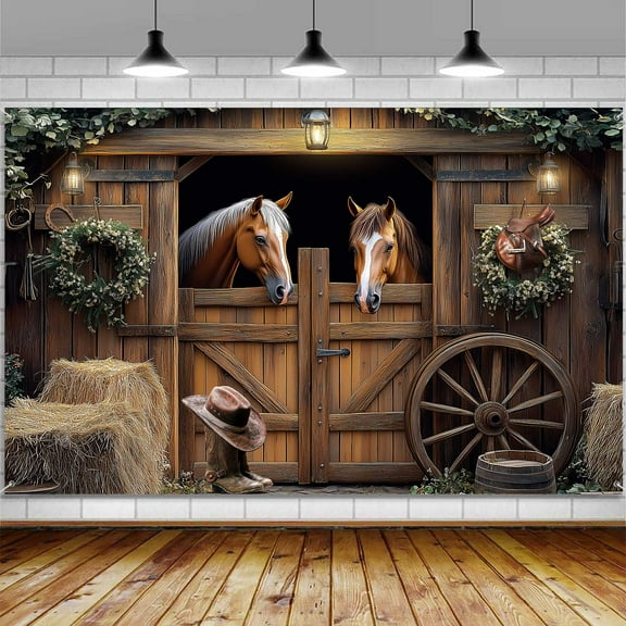 Western Party Decorations Banner Backdrop, Western Barn Decor Large Banner Cowboy Themed Birthday Party Decorations Supplies, Rustic Sign Poster Background Decor 72X44 Inch