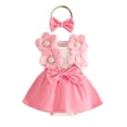 thumbnail image 3 of JAJAHO Toddler Baby Girl Clothes Infant Girls Bodysuits Sleeveless Floral Bowknot Romper Dress With Headband 2PCS Set Cute Cozy One-Pieces, 3 of 6
