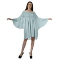thumbnail image 4 of Moomaya Turquoise Blue2 Womens Off Shoulder Summer Beach Dress Cotton Vacation Dress With Bell Sleeves - M, 4 of 7