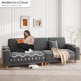 thumbnail image 3 of Patbrela 101" Oversized Corduroy Sofa with Storage, 24" Extra Deep Seat Couch, Comfy Upholstered with Cup Holder, 2 Pillows, Gray, 3 of 12
