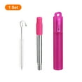 thumbnail image 3 of Unique Bargains 1 Set Reusable Telescopic Stainless Steel Straws with Silicone Nozzle, Fuchsia, 3 of 6