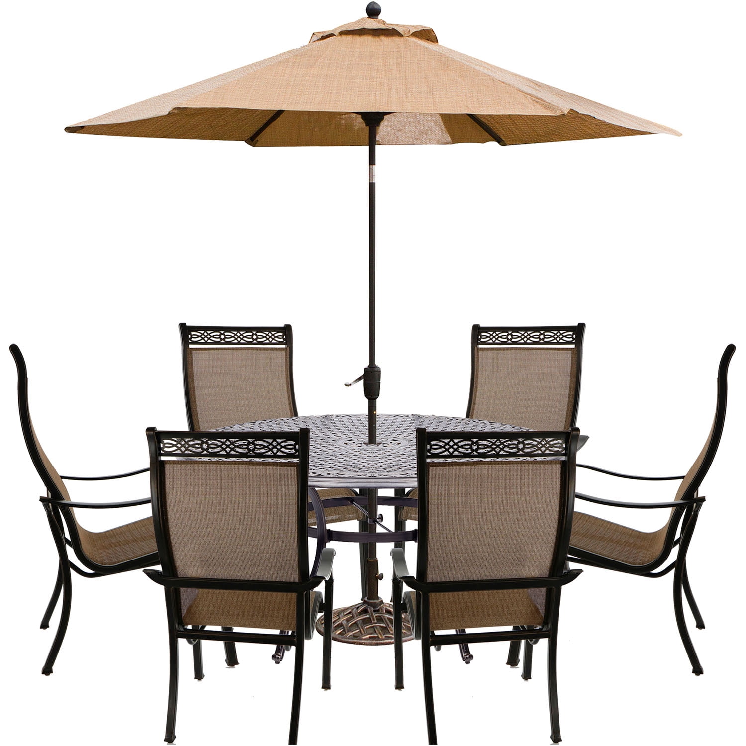 Hanover Manor 7-Piece Outdoor Dining Set in Cedar with 6 Contoured