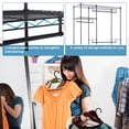 thumbnail image 3 of Hanging Closet Organizer And Storage Heavy Duty Clothes Rack Sturdy 3 Rod Garment Rack Large With Wire Shelving Height Adjustable Commercial Grade Metal Clothes Stand Rack For Bedroom Cloakroom,Black, 3 of 7